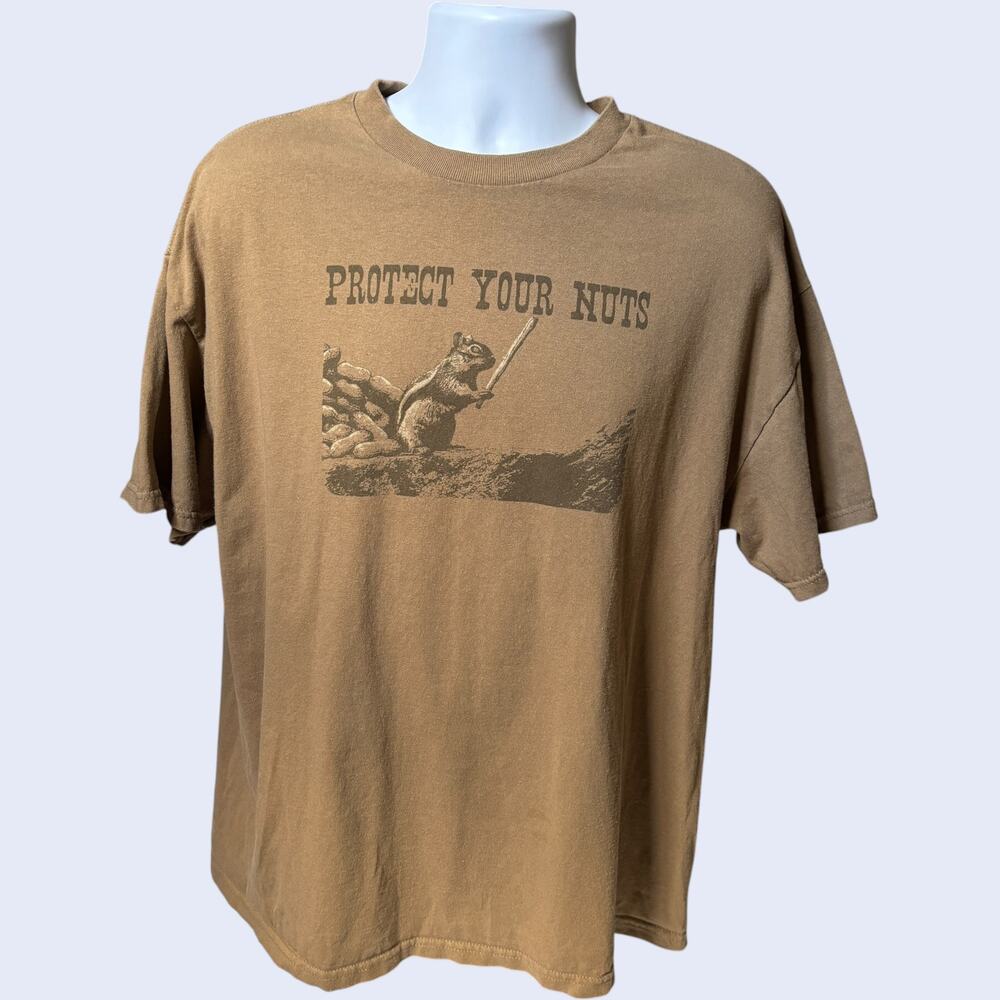 Tennessee River XL Protect Your Nuts Squirrel T-Shirt Tan Graphic Humor